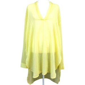 Womens Plus XXL AIMAGE Yellow Swim Coverup Long Sleeve Side Split Trendy V-Neck